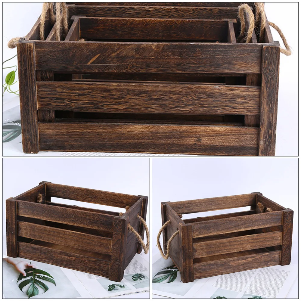 

1PC Household Wood Storage Box Clothing Storage Box Hollow Wooden Box