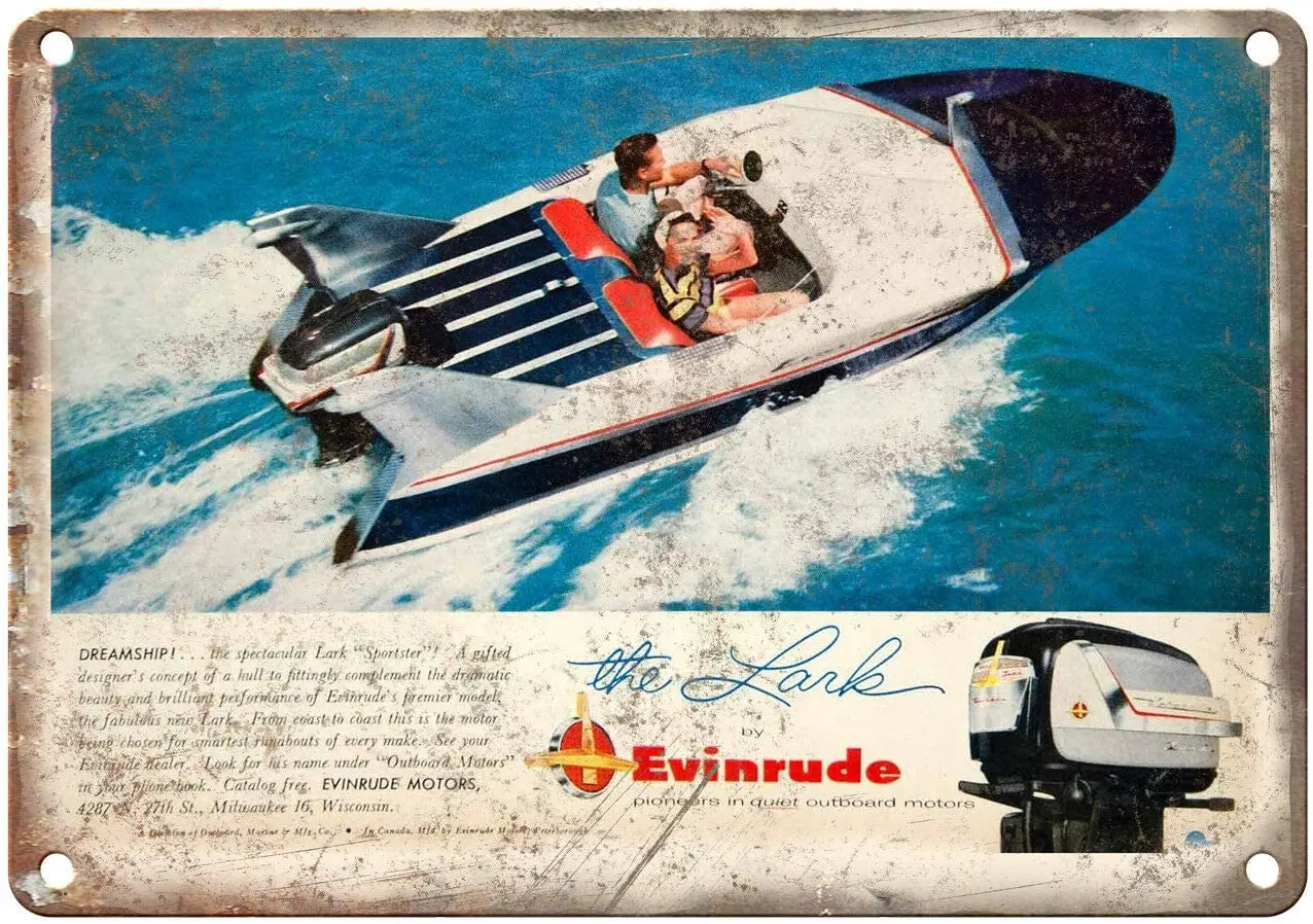 

Evinrude Outboard Motors The Lark Boating Decor Signs 12x8 Inch Metal Tin Sign