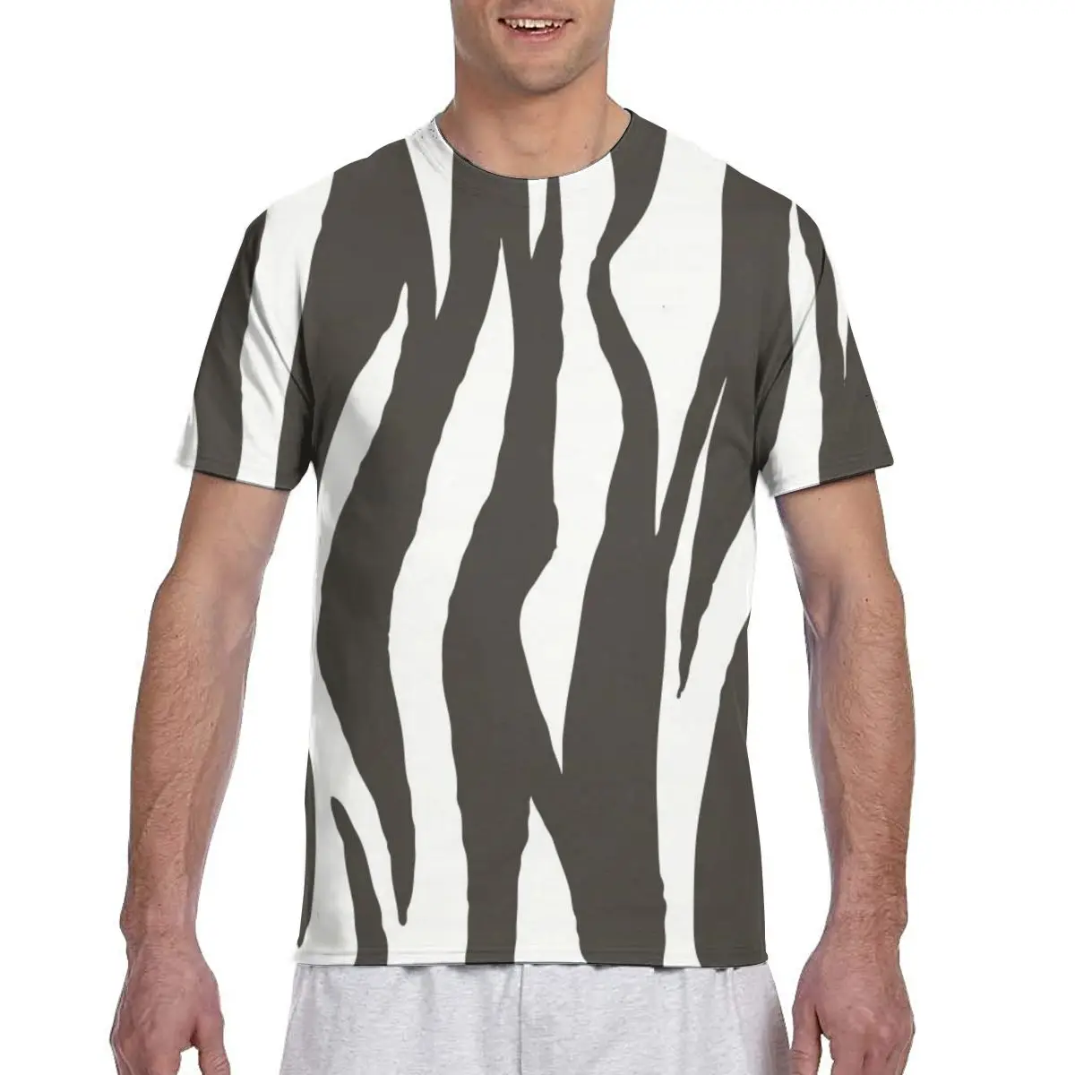 

Мужская футболка с коротким рукавом и круглым вырезом, с принтом зебры