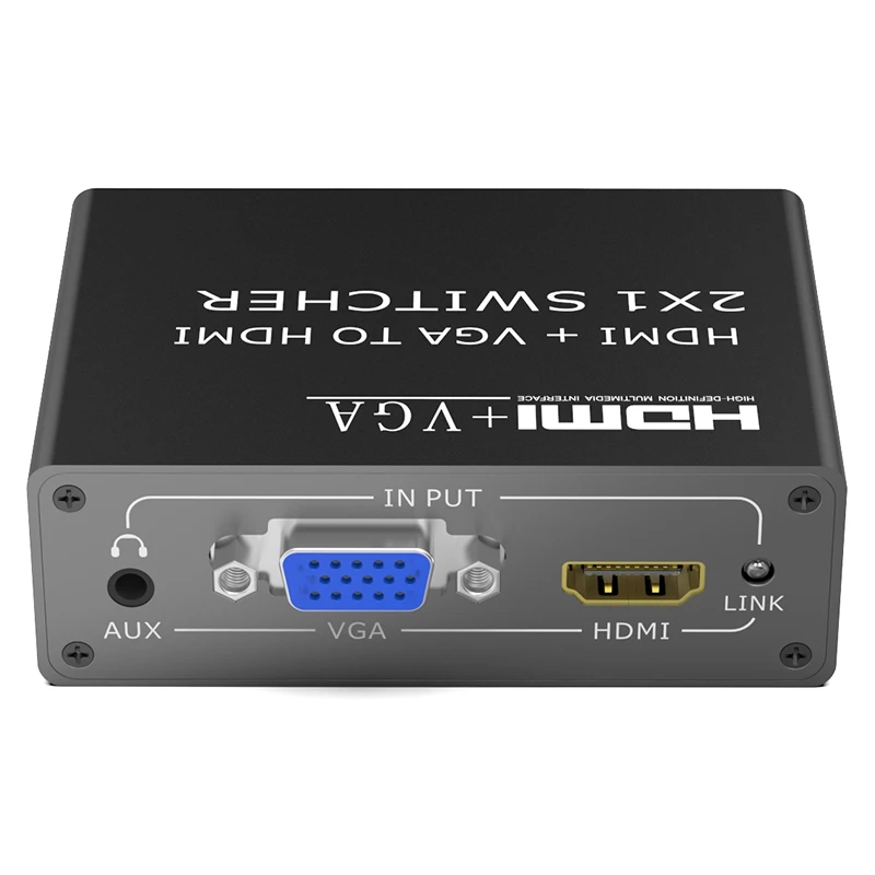 Преобразователь из VGA в HDMI с аудио 1080P видео Выход к адаптер 2-в-1 коммутатор для