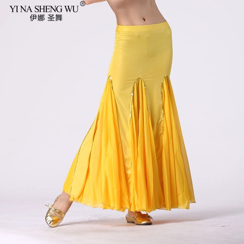 Women Belly Dance Wrap Skirt Silk Chiffon Cotton India Bellydance Girl Fish Tail Skirt Belly Dancing Show Performance Clothing