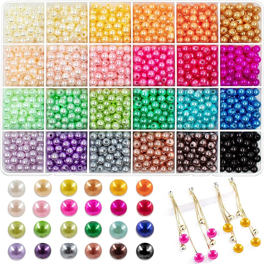 

20g/Pack 4/5/6/8/10mm Acrylic Pearl Beads Imitation Pearls Round Loose Spacer Bead With Holes DIY Crafts Jewelry Making Garment