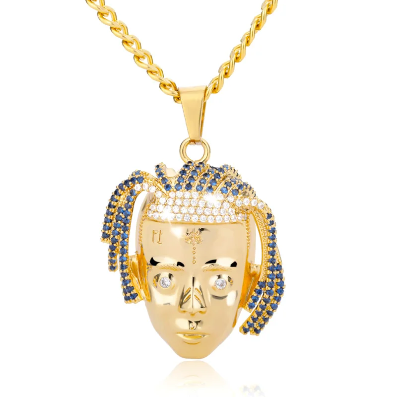 Rapper XXXtentacion Necklace For Women Men Hiphop Iced Out Zircon Pendant Cuban Chain Charm Crystal Jewerly Gift | Украшения и