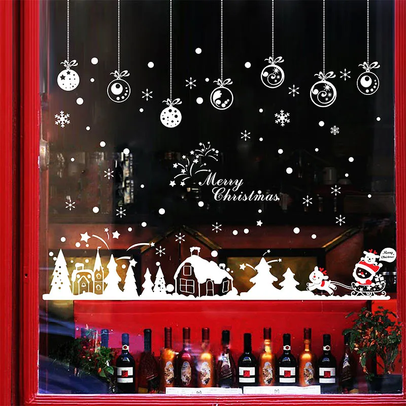 

DIY Santa Claus Christmas town Stickers Shop Window Glass Decor Christmas Decorations For Home Festival Decals
