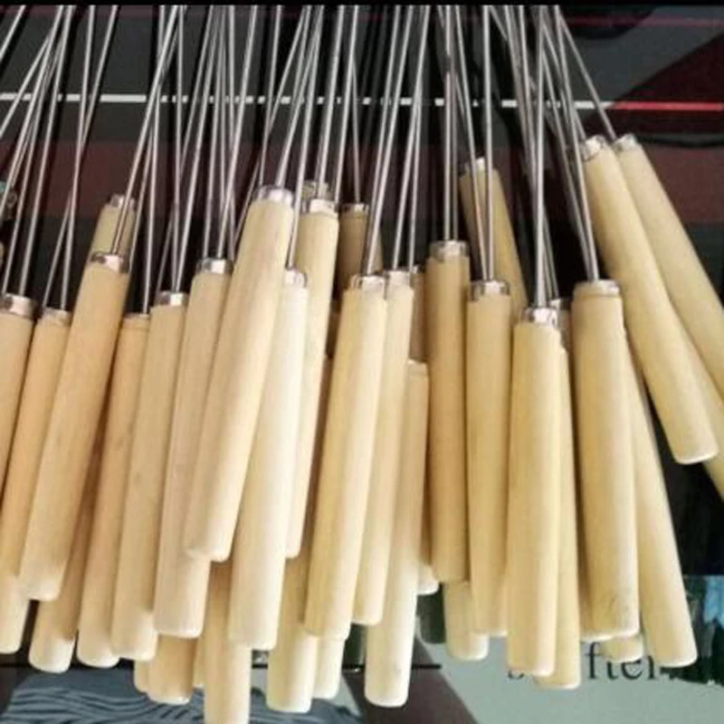 10 шт. плоская палочка для барбекю жарки и игла с деревянной ручкой Brochette Tong Kebabe