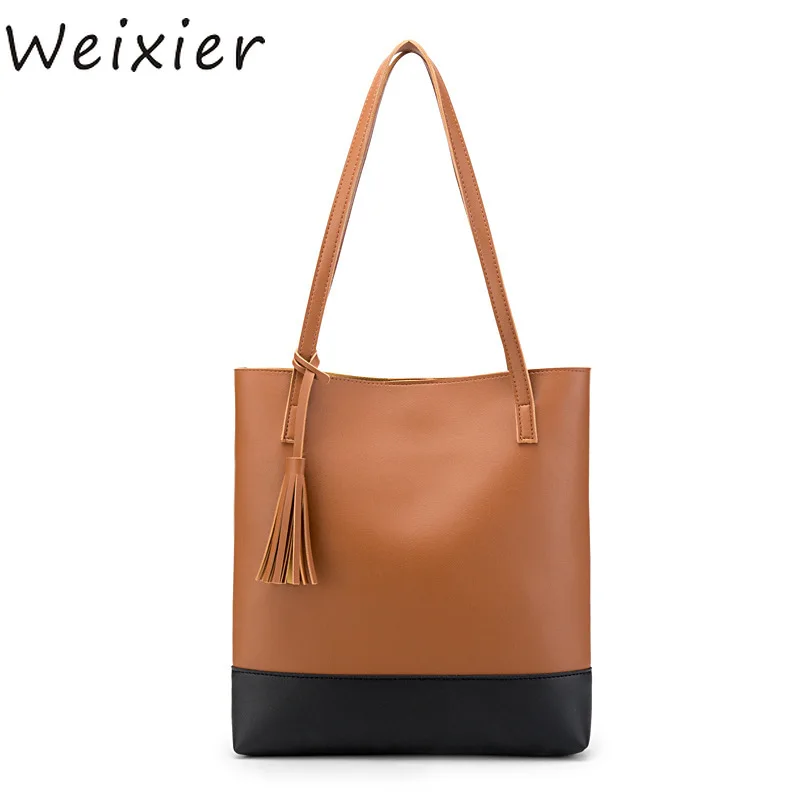 

WEIXIER New Women Messenger Bags Pu Leather Women's bag Tassel Fringe Bucket Bag Vintage Designer Shoulder Bag Ladies LY-02