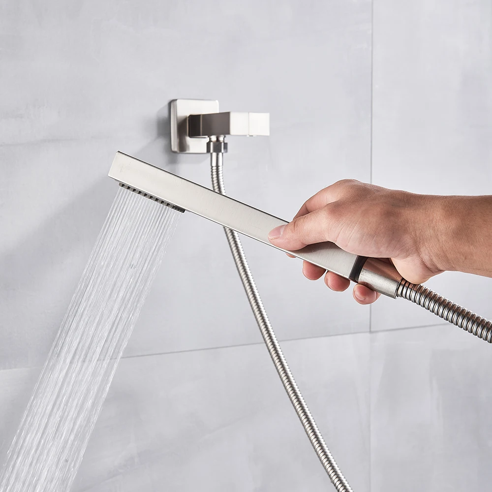Дождевые душевые наборы из матового никеля с цифровым дисплеем встроенные лейки