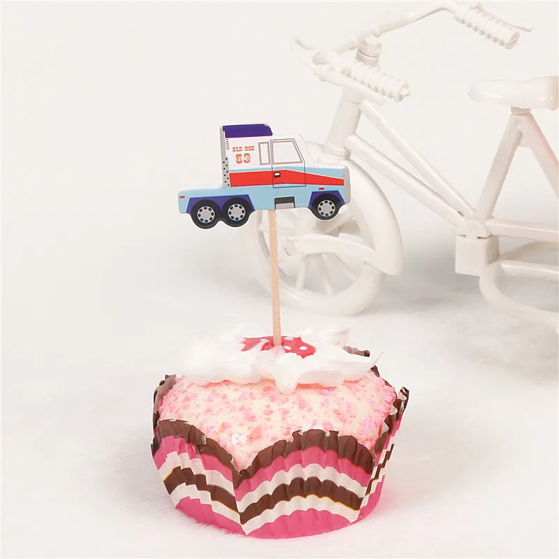 Строительный автомобиль кекс Топпер Экскаватор Бульдозер грузовик флажки для