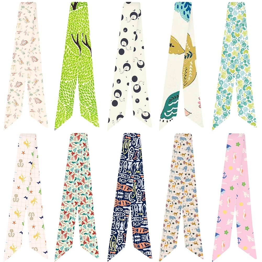 

Эмуляция шелка мультфильм Животные Любовь Сердце Маленькая сумка ручка повязка на голову шарф женский модный роскошный бренд волос галсту...