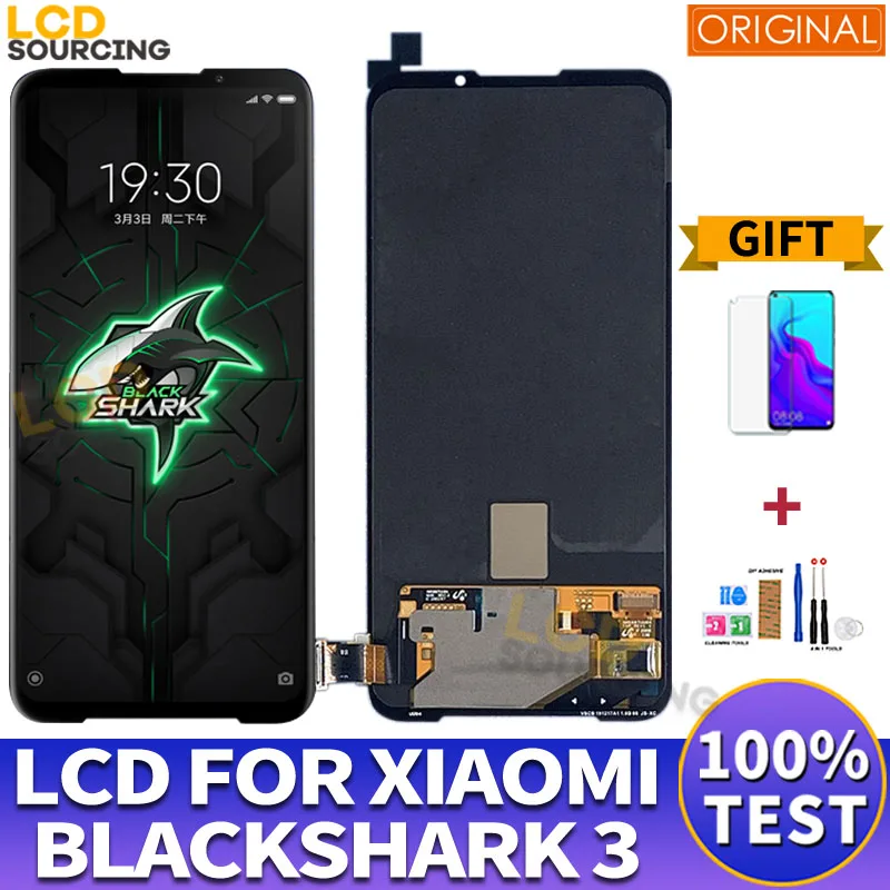 Pantalla LCD AMOLED 6,67 Original para XIAOMI Black Shark 3, montaje de digitalizador de Panel t&aacute;ctil para BlackShark 3, reemplazo de KLE-A0 LCD-0