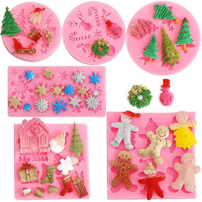 

6Pcs Christmas Tree Snow Mold Dessert Cake Lace Decor DIY Chocolate Candy Pastry Fondant Mold Silicone Kitchen Baking Tool