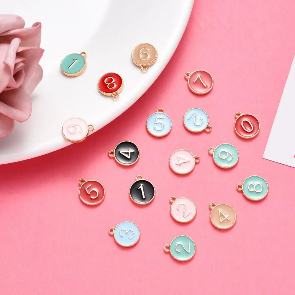 

Arabic Numerals 0 1 2 3 4 5 6 7 8 9 Double Sided 7 Color Bracelet Necklace Earring Pendants Wholesale Female Accessories Oil