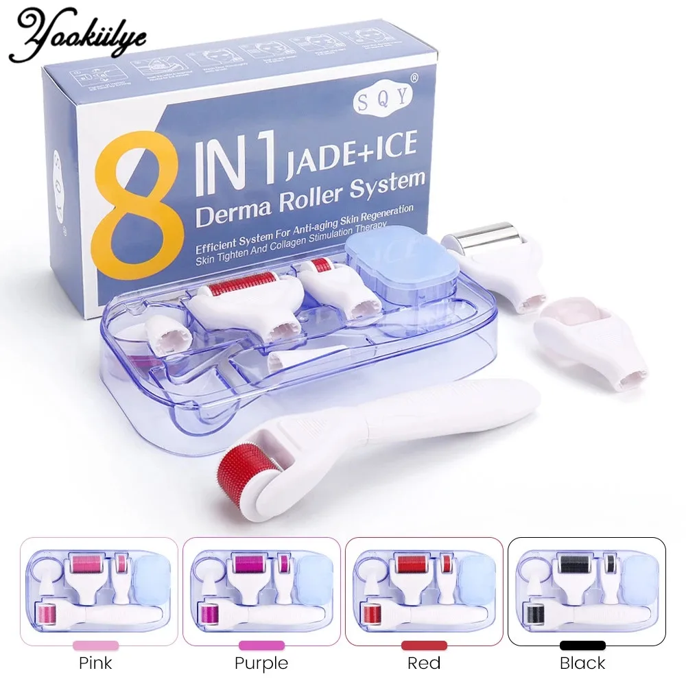 

DRS 8 In 1 Titanium Derma Roller Microneedle Kit Facial Rollor Skin Rejuvenation Remove Scars Manual Face Care Massage Hair-loss