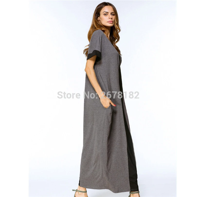 Повседневное мусульманское Макси платье размера плюс платья футболки абайя