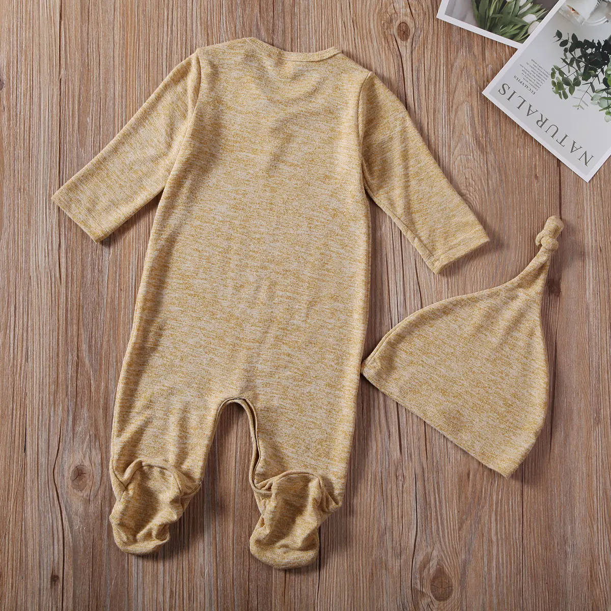 Emmababy комплект из 2 предметов для новорожденных мальчиков и девочек, хлопковый однотонный комбинезон шапка с длинными рукавами, комплект одежды