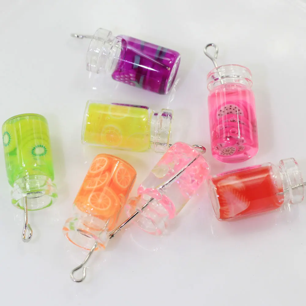 

100/50pcs Fashion Cute Mix Color Glass Bottle With Fruit Miniature Resin Cabochons For Phone Deco Jewelry Accessory DIYkingg DIY