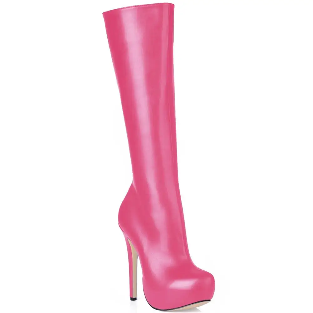 Пикантные женские вечерние туфли на высоком Высокая платформа Женские сапоги до