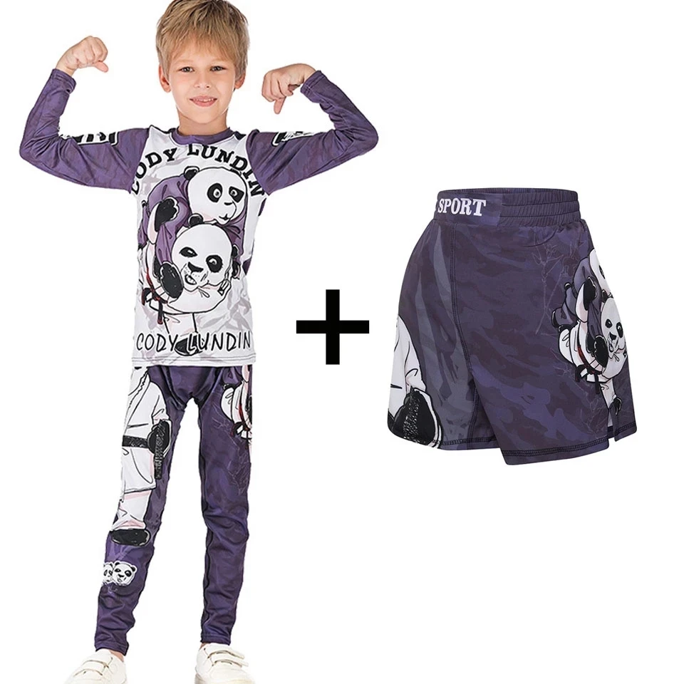 Детский спортивный костюм Rashguard Jiu jitsu MMA комплект из футболки и брюк для смешанных