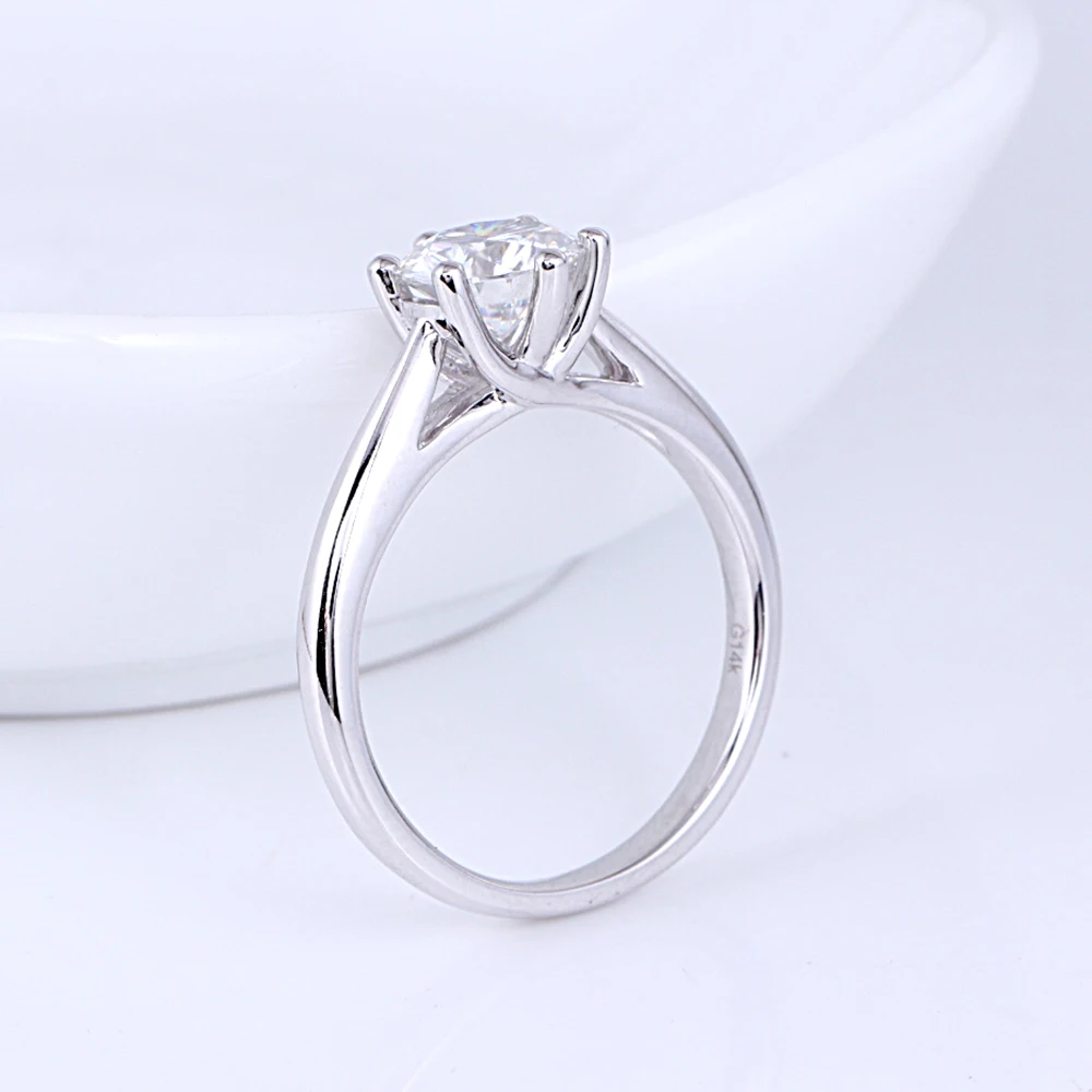 DovEggs 1ct муассанит обручальное кольцо в 14 к 585 Белое золото 6,5 мм цвет GH Муассанит