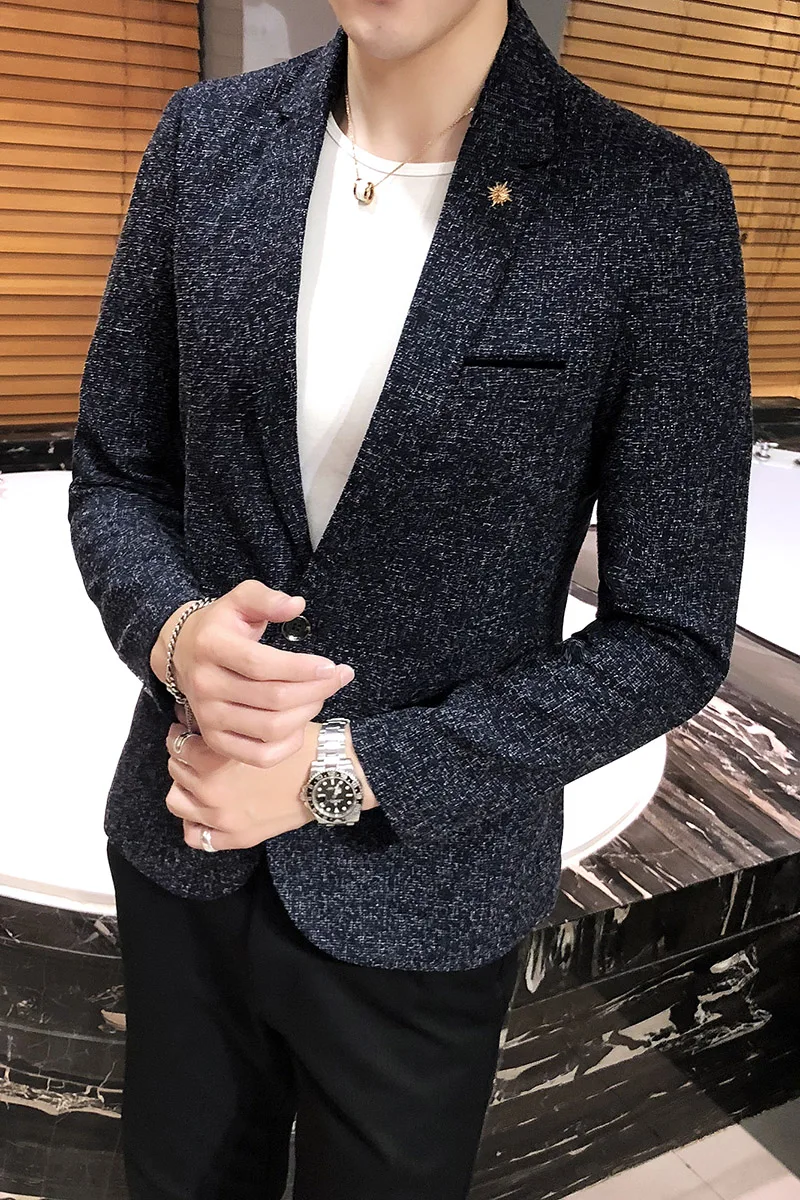 Новинка Осень 2021 деловой Мужской приталенный льняной повседневный костюм куртка