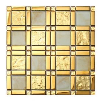 11pcs/box High-end Golden Crystal Glass mosaic tile handmade brick Fashion mosaic tile cafe bar living room bathroom wall decor