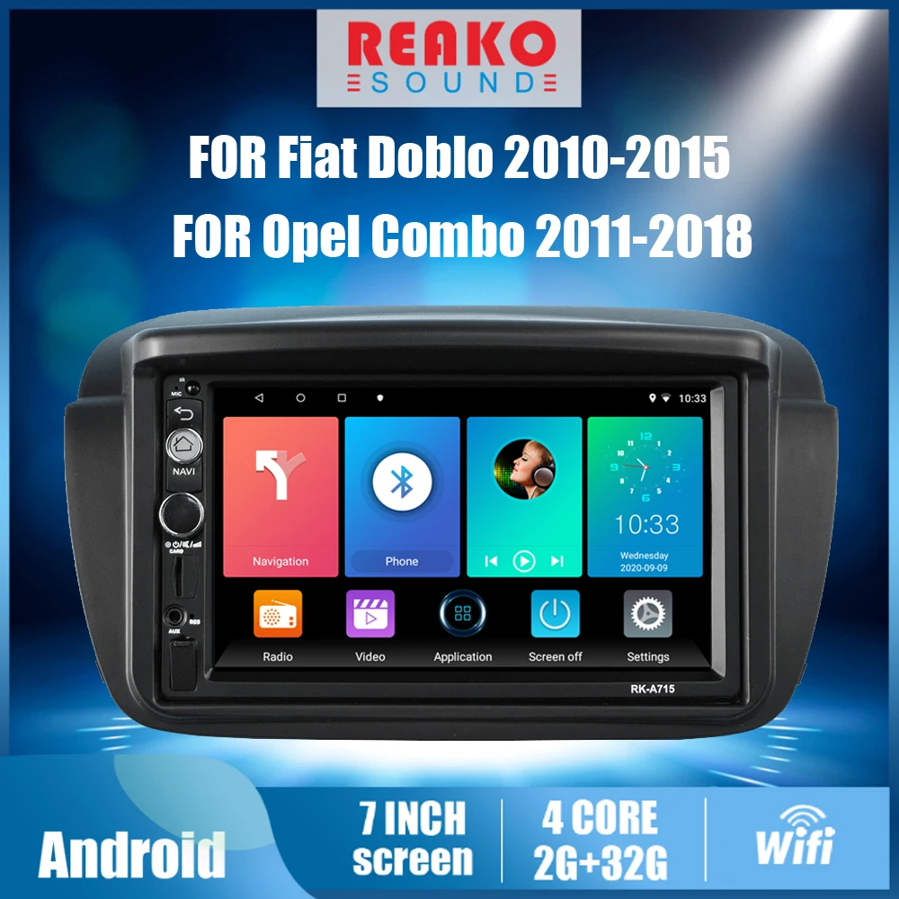 

REAKOSOUND For Fiat Doblo 2010-2015 7 Inch 2 Din Car Multimedia Player Head Unit with Frame GPS Navigation Android Autoradio