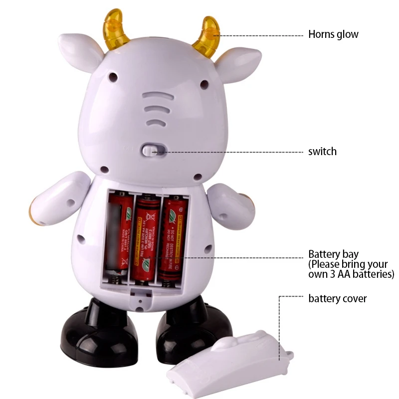 

Kids Electric Singing Moving Dancing Cute Cow Model Robot Toy with Light Music Baby Educational Interactive Toy