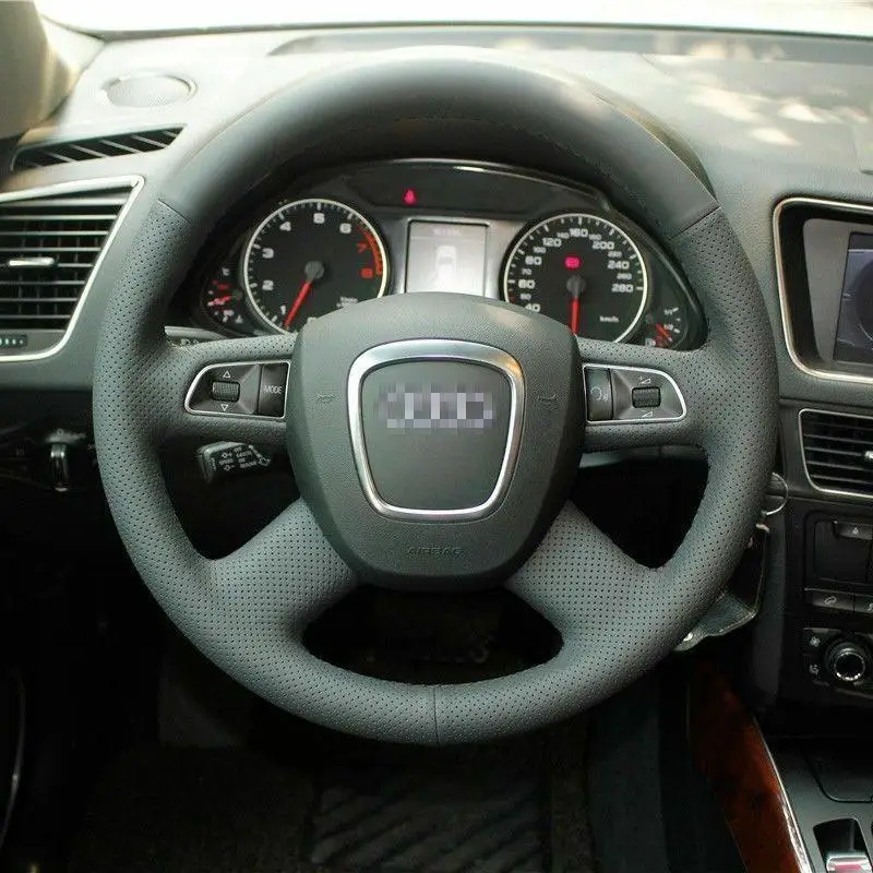 

Ручная швейная черная кожаная накладка на руль для Audi A6L