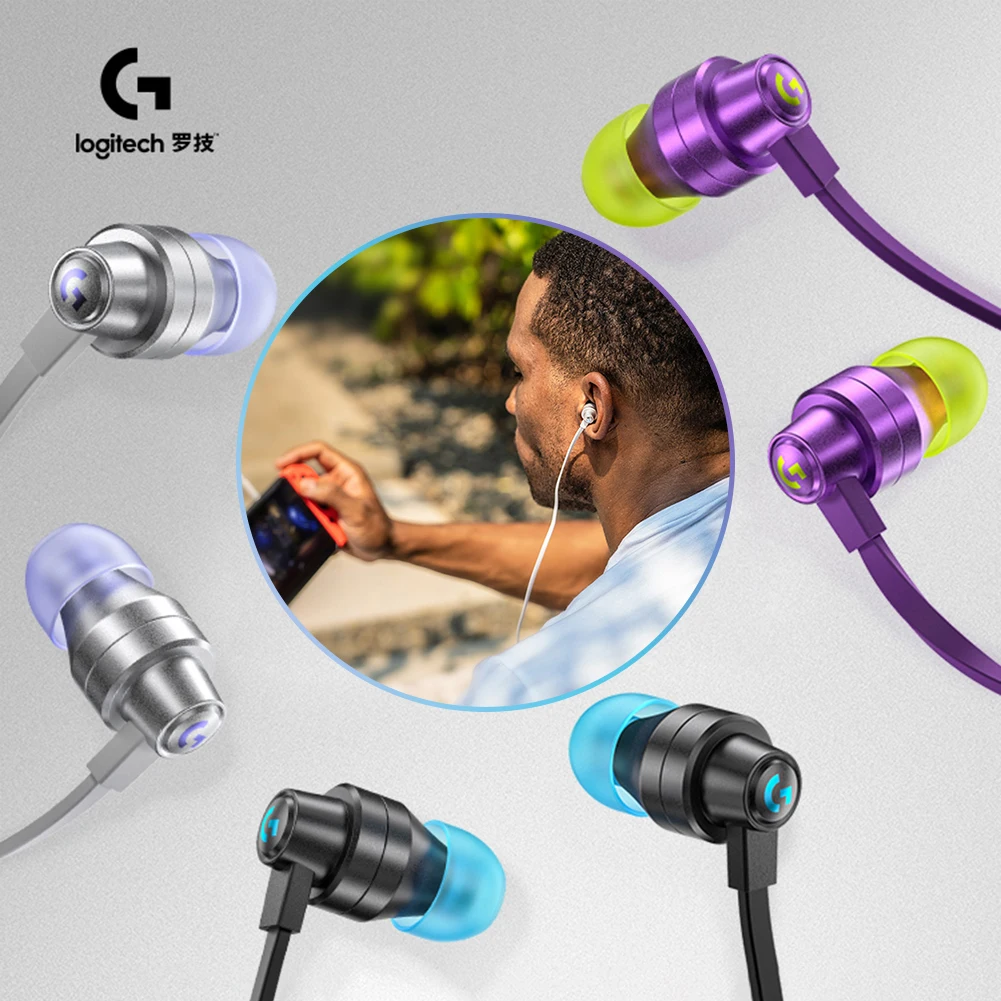 newest logitech g333 3 5mm in ear gaming headphones with microphone usb aluminum alloy for laptop pc gaming earphone headset free global shipping