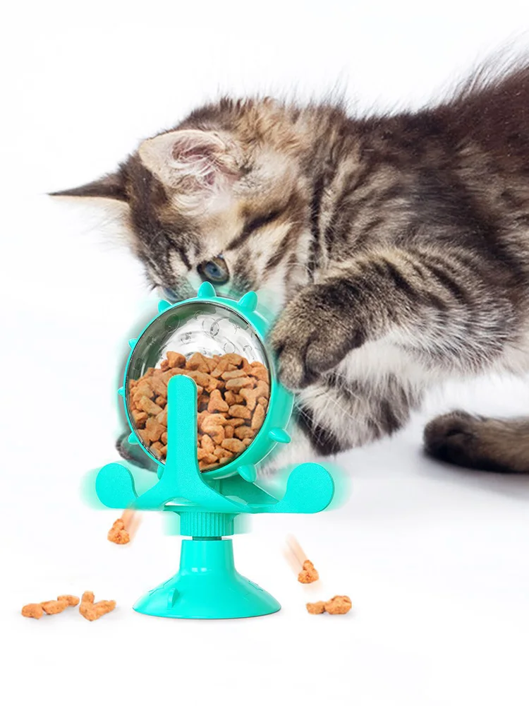 

Rotating Windmill Toy Food Dispensing Cat Toy with Suction Cup droshipping