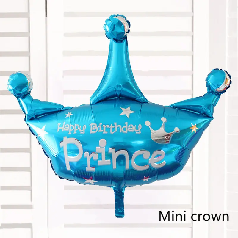 День рождения Photo Booth фольги воздушные шары с днем рождения фоторамка Globos реквизит для фотографий на день рождения вечерние украшения дети ребенок душ мальчик - Цвет: mini crown blue