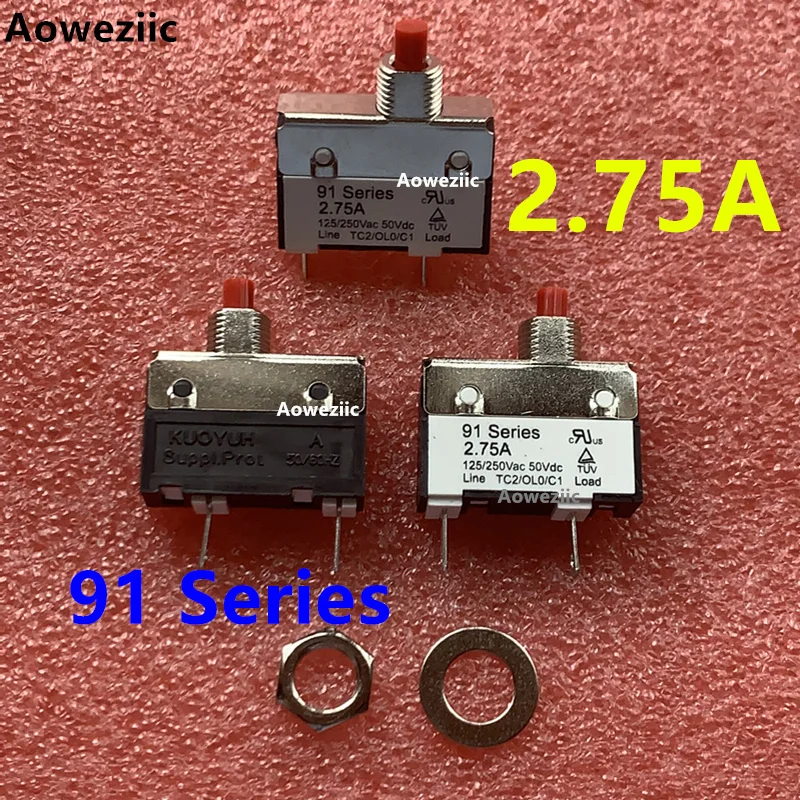 

2Pcs 91 Series 2.75A 125V/250VAC 50VDC KUOYUH Overcurrent protector short circuit overload switch fuse Protection switch