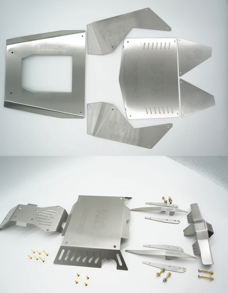 Бронированная пластина из нержавеющей стали + защитная для CROSSRC UT4 1/7 Rock Crawler RC