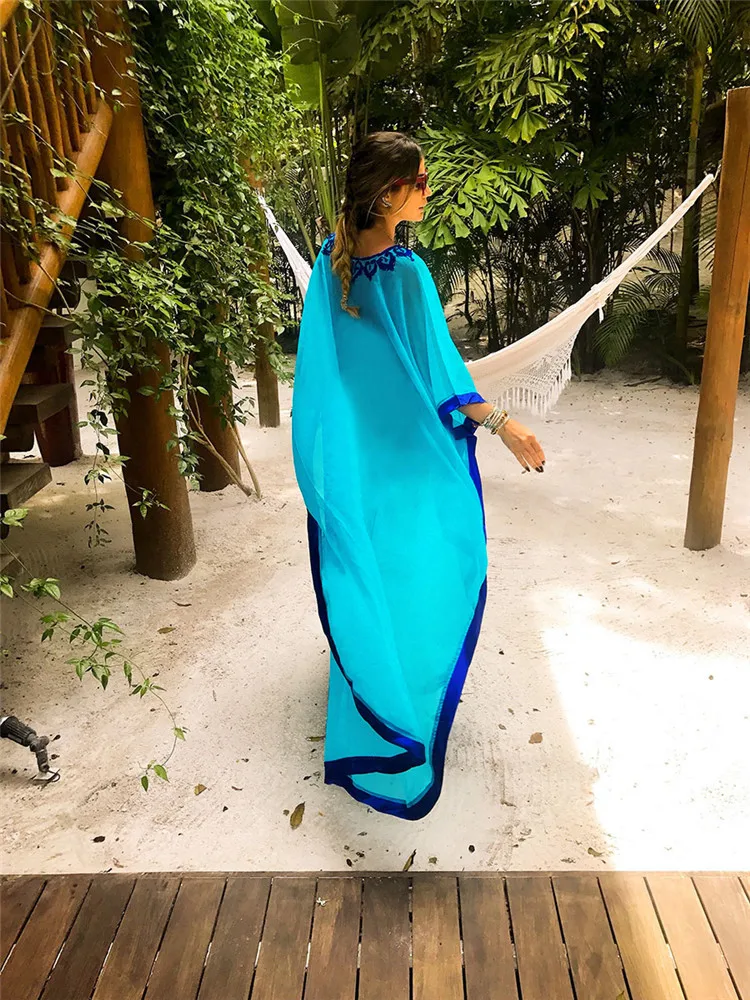 Женский наряд кафтан на пляж саронги накидка шифоновое бикини купальник парео