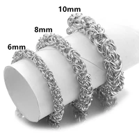6810mm handamde jewelry 316l stainless steel silver color round byzantine link chain mens womens bracelet bangle 7 11 hotsale