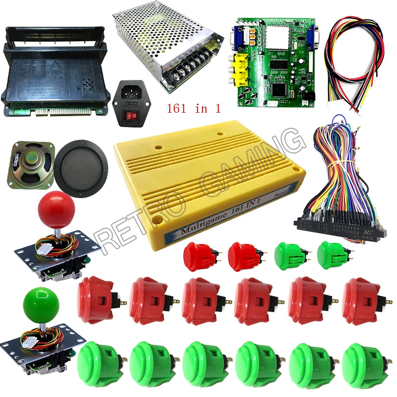 

161 in 1 Arcade Parts Diy Kit SNK NEO GEO MVS Multi Game Cartridge 28p Jamma Cable Sanwa Push Button Joystick HD Converter