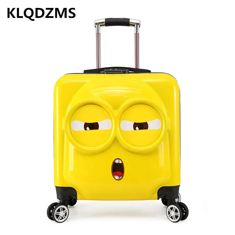 KLQDZMS 18 Inch Child Spinner Rolling Luggage Children's Trolley Case Cute Cartoon Knapsack Kids Suitcase Waterproof