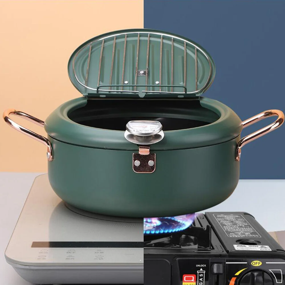 

1 Pc Mini Induction Cooker Fryer With Non-stick Fryer for Japanese Cuisine (Dark Green)