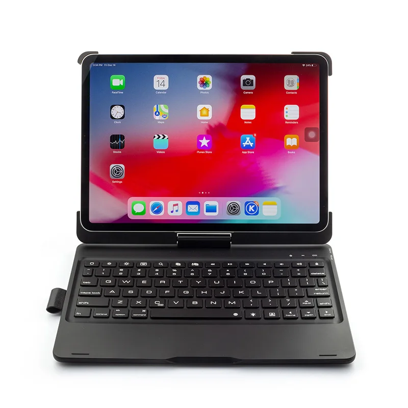 Черный Красочная подсветка клавиатуры для iPad 9,7 ''поворот беспроводной Bluetooth клавиатура чехол для iPad Air 2 1 Fundas - Цвет: Черный