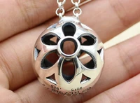 s925 sterling silver hollow round beads cherry blossom ethnic classical jewelry pendant