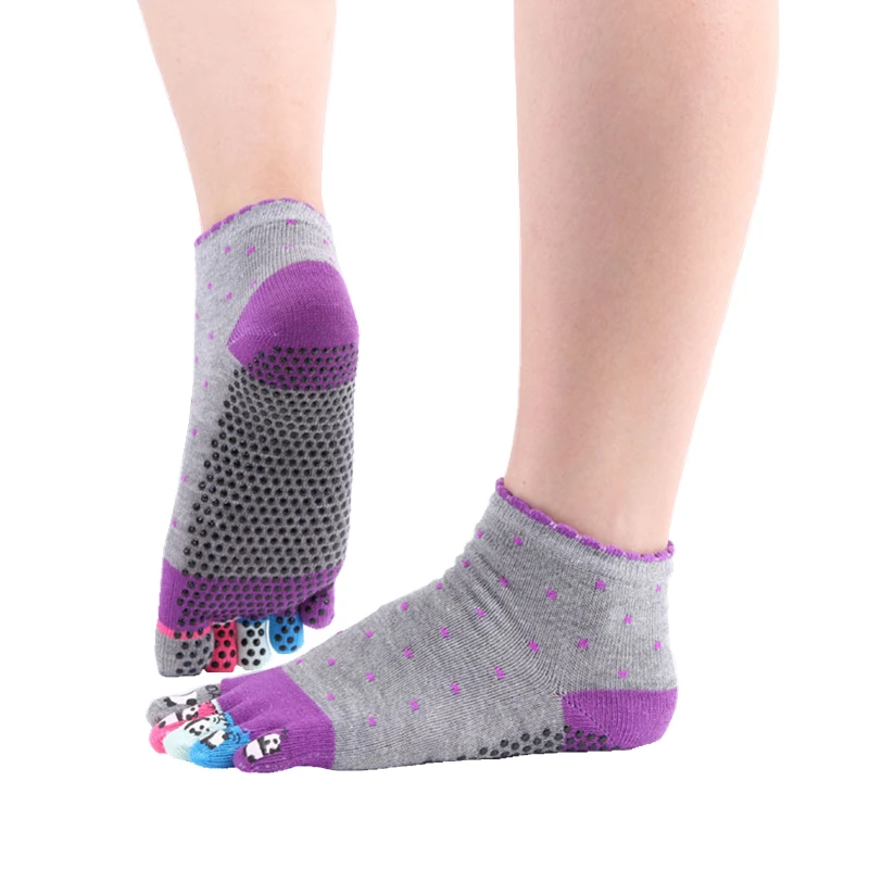 Женские хлопковые нескользящие носки для йоги с захватами 2 пары милые