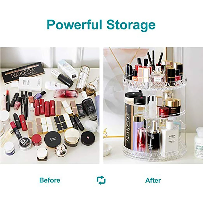 Вращающийся акриловый прозрачный ящик для хранения дома Настольный