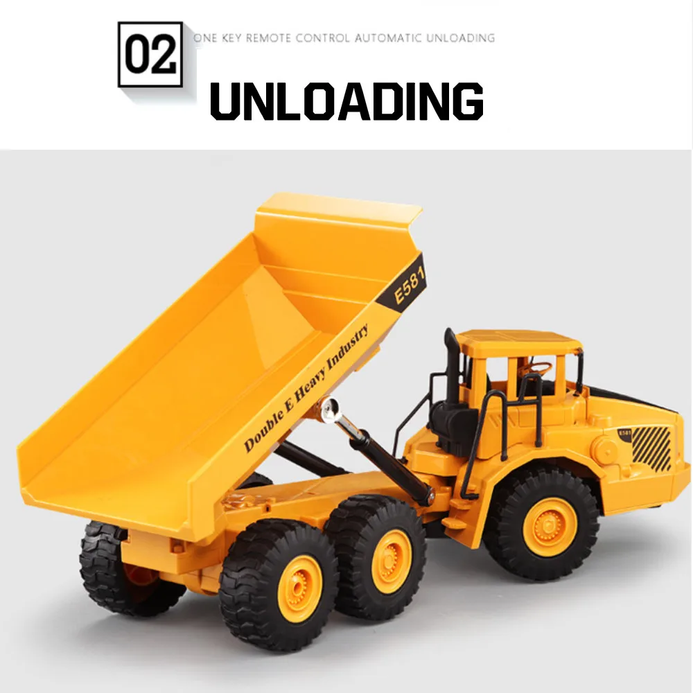 DOUBLE E 1:16 RC Truck Dumper Caterpillar Tractor Model Engineering Car Excavator 2.4GHz Radio Controlled Toys For Boys | Игрушки и