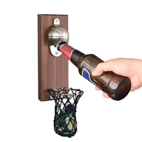 magnetic basketball shooting wall mounted wooden bottle opener with cap catcher bottle opener