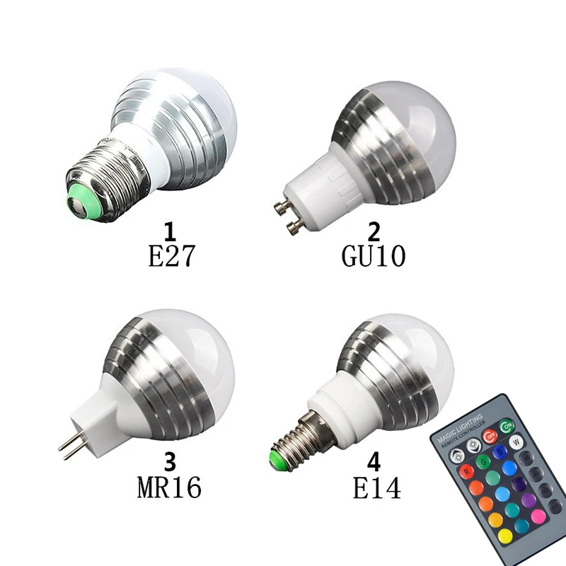 16 цветов RGB светодиодный светильник лампа AC85 265V умное освещение 3 Вт умная с ИК
