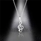 Музыкальный нот, тройной музыкальный символ, ключ, подарок, эффектное ожерелье из нержавеющей стали, цепочка-змейка, Подвеска для женщин и мужчин