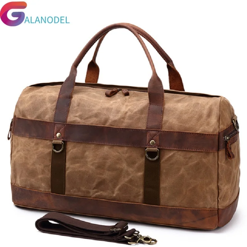 Винтажные новые холщовые кожаные дорожные сумки с масляным воском для мужчин s M333