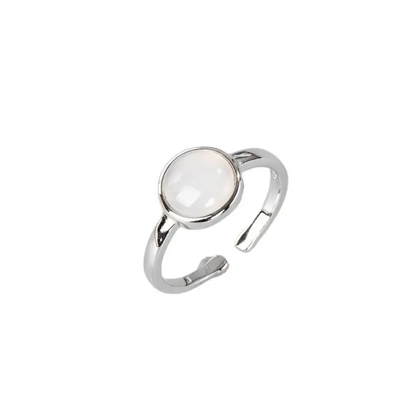

Sodrov Silver 925 Jewelry Women's Ring White Agate Jewelry Female Fine Temperament Rings 925 Sterling Silver Woman Silver Rings