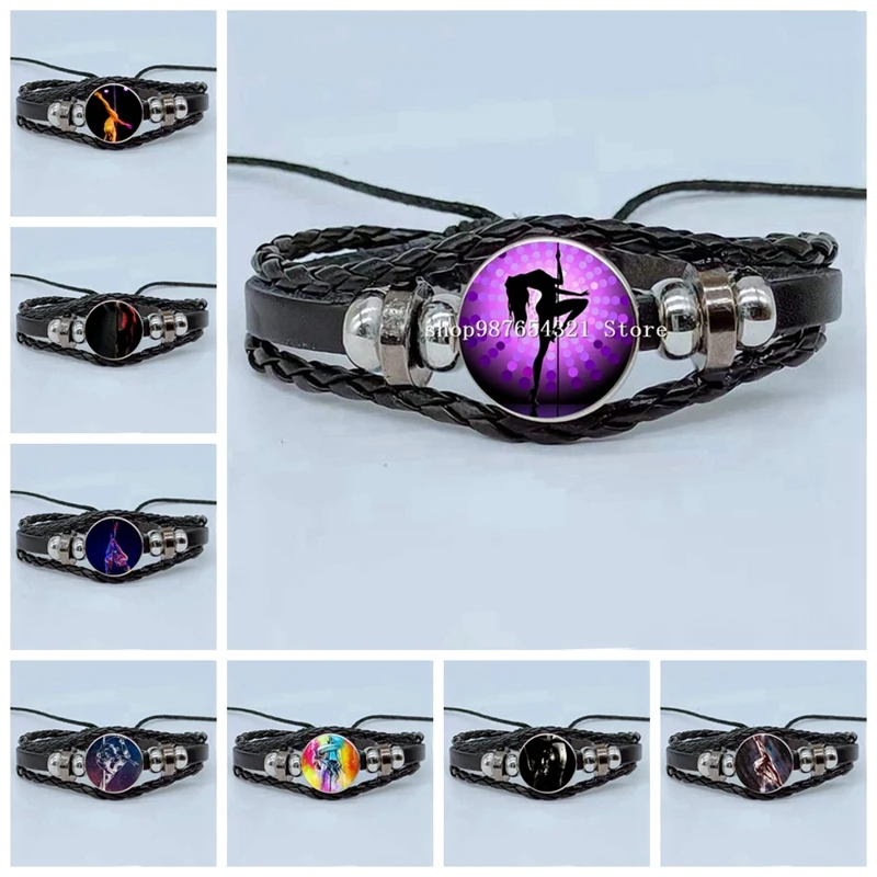 Модный браслет с изображением шеста для танца фитнеса очаровательный