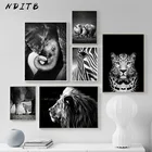 Леопард, Лев, слон, фотография, черный, белый, животные, холст, художественный плакат и печать, картина в скандинавском стиле, Современное украшение для дома